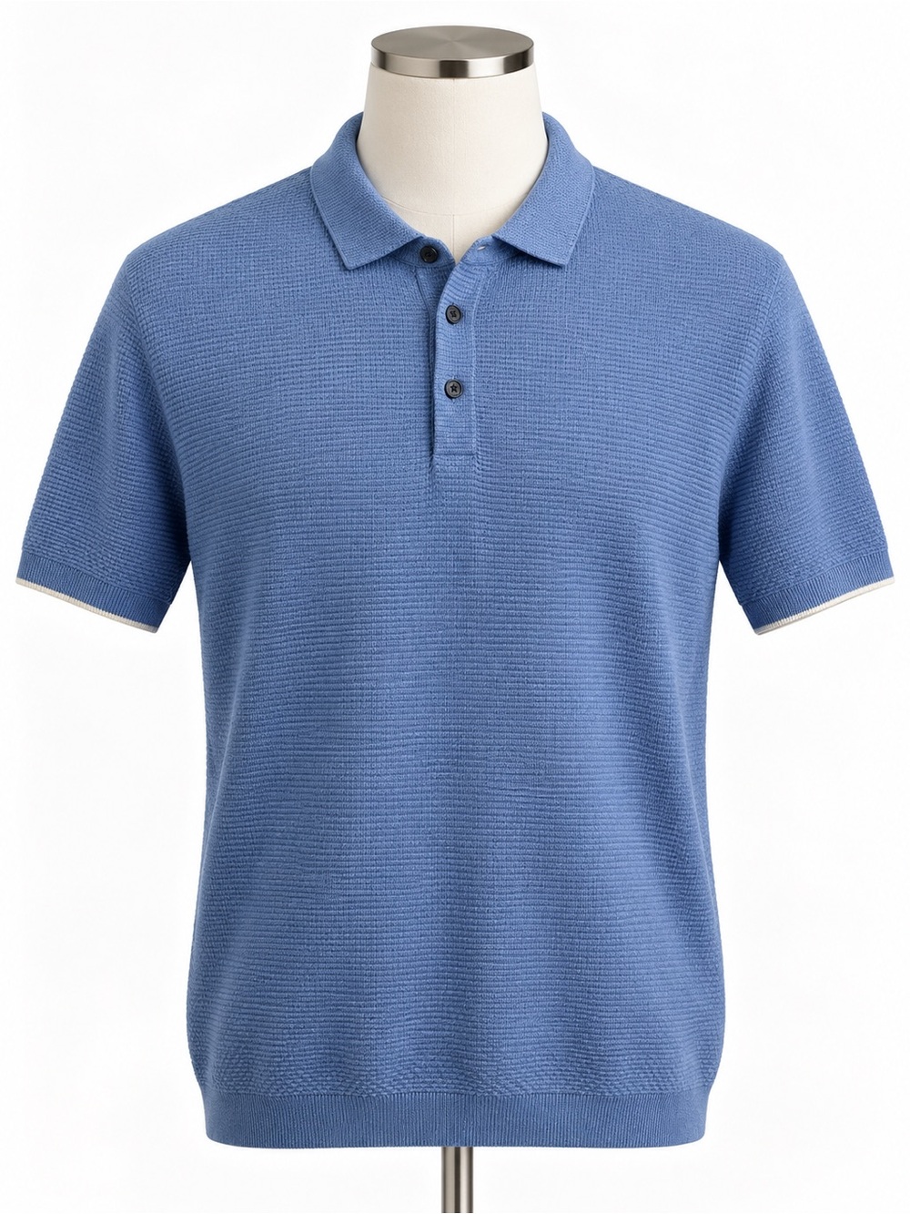 Massimo Dutti Short-Sleeve Polo in Light Blue